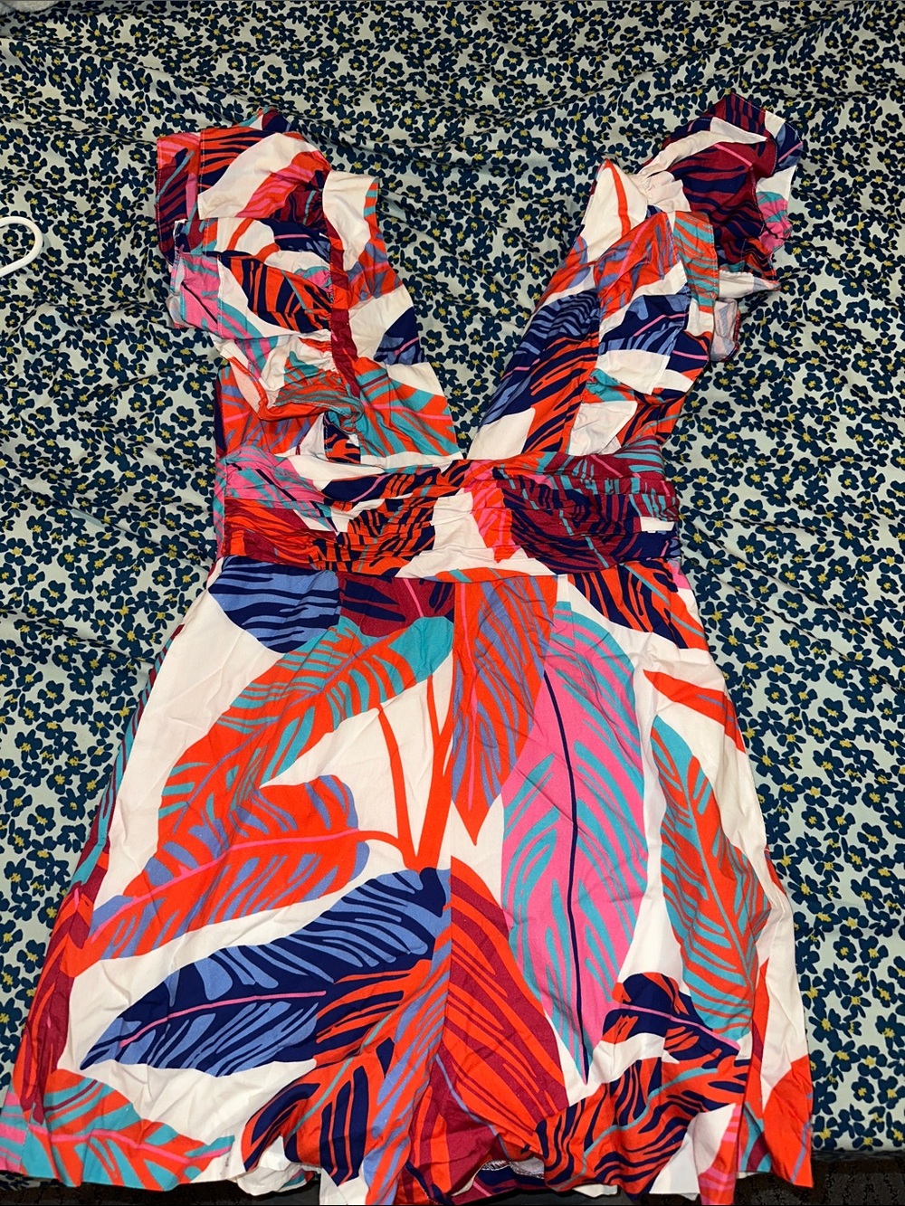 Women’s V-Neck Tropical Print One Piece Romper